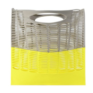 [平輸版]ISSEY MIYAKE 三宅一生 GG系列 MOKKO 撞色手提袋-米x黃