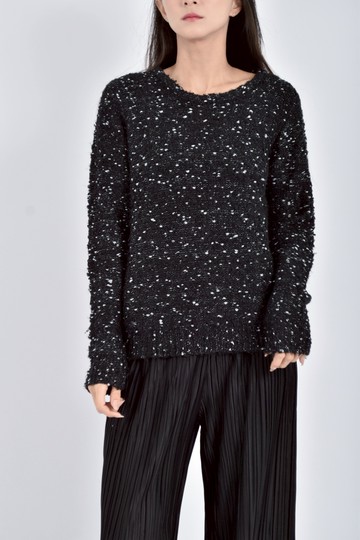 (M) yecca vecca質感長袖混紡黑色毛衣