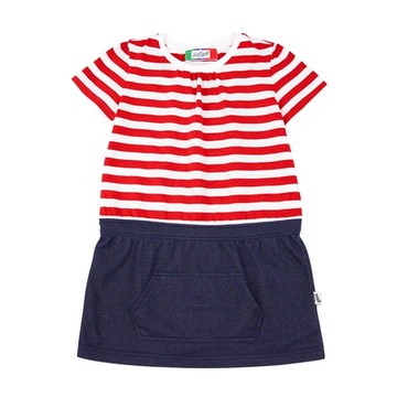 Crocodile Junior小鱷魚童裝- 條紋拼接洋裝 ( C65380-01 小童款)
