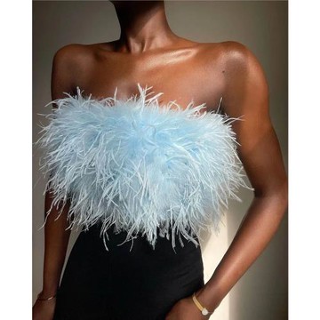 時尚羽毛抹胸上衣歐美2年春夏新品Women sexy bra top