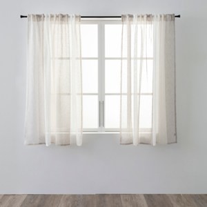 艾禮思條紋緹花半腰窗紗270x165cm 甜栗咖