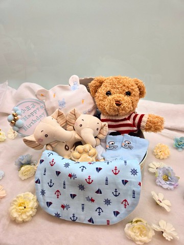 水手搖籃滿月禮/彌月禮盒/生日/新生兒/送禮/口水巾