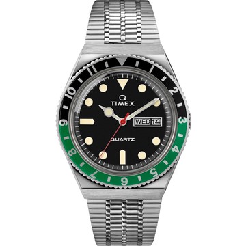 【TIMEX】 天美時 Q TIMEX復刻系列 經典手錶 - 綠黑 /38mm