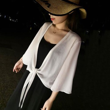 短款披肩夏季配吊帶裙子小外套很仙的防曬衣開衫外搭雪紡罩衫薄款