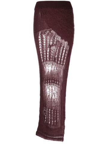 Rick Owens - Ziggy ripped knitted skirt - women - Mohair/Nylon/Wool - M - Purple