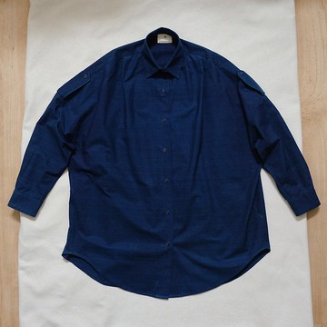 INDIGO水洗長版寬鬆襯衫