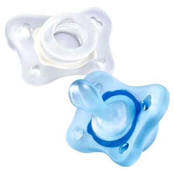 Chicco 舒適哺乳 輕量柔軟矽膠拇指型 安撫奶嘴 2入組 意大利製造 不含雙酚A  初生  泡泡藍  1組