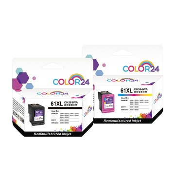 Color24 for HP 1黑1彩 CH563WA/ CH564WA（NO.61XL）高容環保墨水匣 / 適用 Deskjet 1000/1010/1050/1510/2000