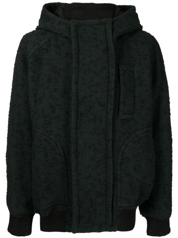SONGZIO - hooded textured jacket - unisex - Acrylic (Fiber)/Artificial Fur - 48 - Green