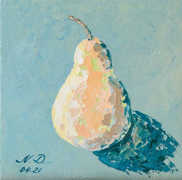 梨畫原創藝術靜物水果藝術品廚房牆壁藝術食品藝術