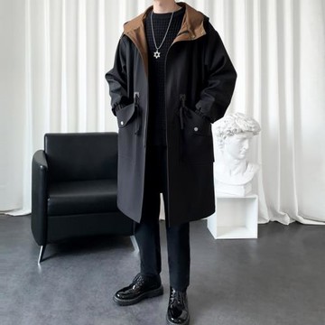 風衣外套男中長款春秋季克蘇魯大衣2024新款高級感黑色披風沖鋒衣