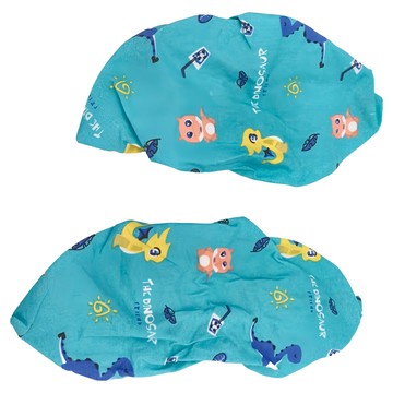 可重複使用加厚棉布鞋套 彈性鬆緊帶 加長壓邊貼合鞋型  藍色恐龍  1雙