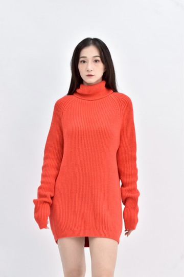 (L) zara 針織高領長袖紅色洋裝