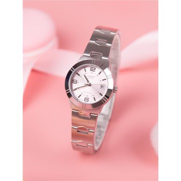 卡西歐手表女CASIO簡約時尚復古鋼帶防水石英櫻花粉禮物LTP-1241D