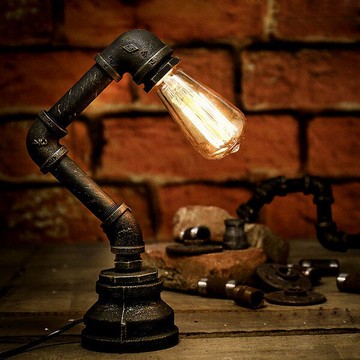 【威森家居】美式 彎曲水管檯燈 現貨實木鐵藝工業風現代簡約復古吸頂燈吊燈壁燈大廳客廳臥室燈具LED設計師 L170904