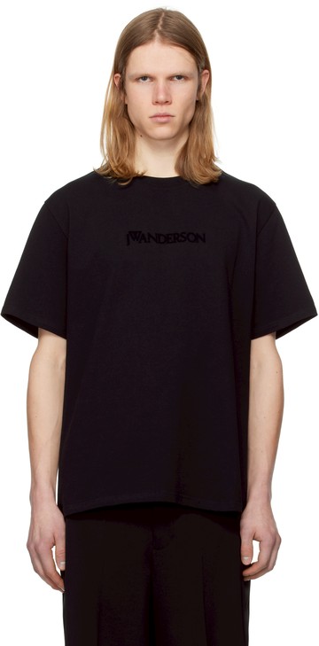 JW Anderson 黑色植绒徽标 T 恤
