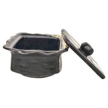 黑織部角型蓋物 - 日本製 陶瓷材質  1個