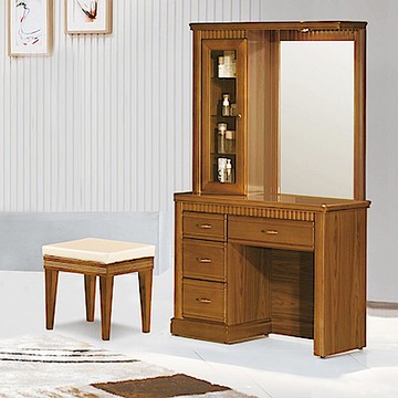 AS DESIGN雅司家具-西迪柚木色鏡台組-102.5x44x175cm