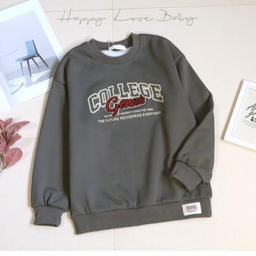 男大童 厚款 美式個性英文深灰厚磅寶寶絨上衣 秋冬童裝 大童上衣 大童長袖 男大童長袖 刷毛