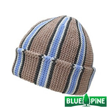 【BLUEPINE 】直條紋反摺毛帽『駝』B62206 戶外 露營 登山 健行 休閒 時尚 保暖 禦寒 帽子 保暖帽