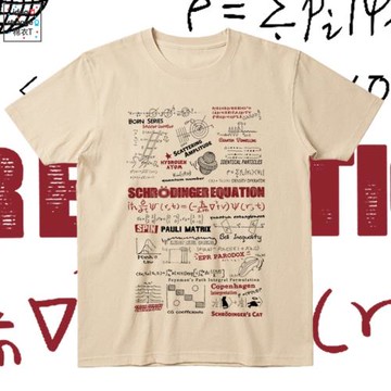 數學物理公式T恤薛定諤的貓 量子力學隧穿 不確定性原理 男女短袖