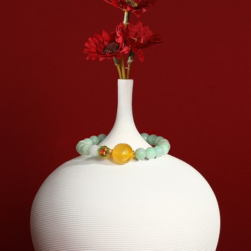 【巴黎精品】現貨+預購 翡翠手鍊玉石手串女手珠平安擋煞防小人轉運淨化招財開運-8mm蜜蠟15mm琺瑯彩a1ha50