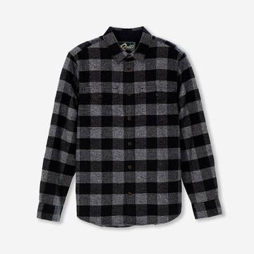 Roots男裝-PARK PLAID 長袖襯衫 (椒鹽灰)