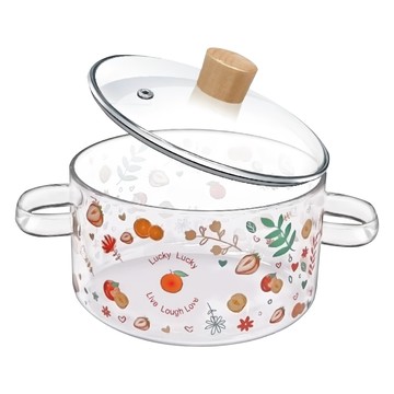 milomix 美樂美事 Season 耐熱玻璃雙耳鍋 2.0L  16cm  透明  1個