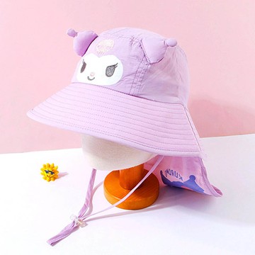 韓國配件連線 - 造型防曬遮陽帽/遮脖帽-卡通人物庫洛米-紫 (頭圍約52~54cm)