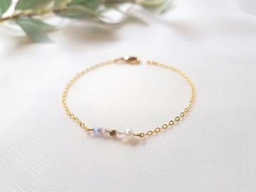 度假小屋 ‧ 貓眼石 珍珠 黃銅 水晶 細手鍊