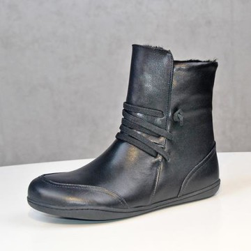 西班牙小眾女鞋女2025冬季馬丁靴羊毛真皮短靴加厚加絨平底雪地靴