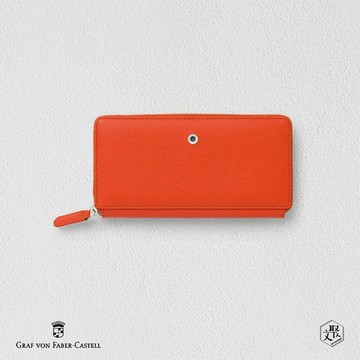 【Graf von Faber-Castell】Epsom 系列 女用 頂級真皮 鍊型長夾   暖陽橘 (原廠正貨)