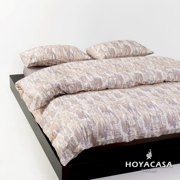 HOYACASA 精梳棉兩用被床包組(天絲入棉30%)｜紫煙織影｜(單人/雙人/加大)