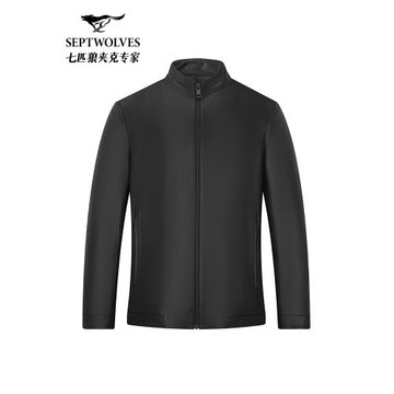 【100%羊皮】七匹狼真皮皮衣立領夾克男秋季新款時尚商務通勤外套