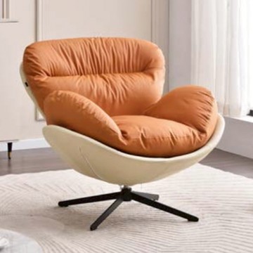 【obis】蛋殼休閒椅(單人沙發)米白底座+橙色座包