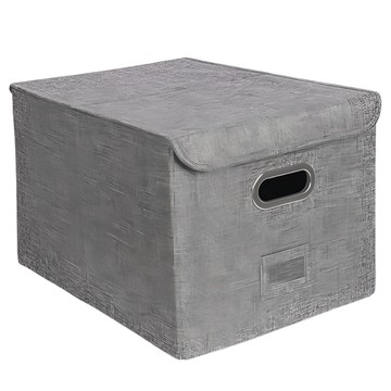 ANTIAN 可折疊帶蓋抽屜式衣物收納盒 52 x 35 x 30cm 深灰色  1個