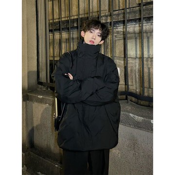 時尚潮流素色外套男冬季新款休閒百搭寬鬆高級感上衣男