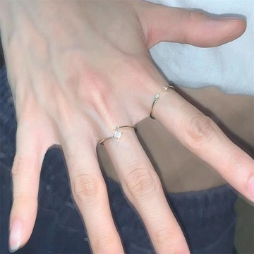 ⭐時尚首選⭐ 极细锆石戒指女ins简约百搭可调节小众设计感轻奢叠戴开口指环戒 戒指 女戒 情侶對戒