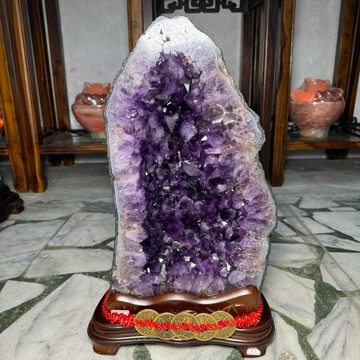 天然水晶 巴西 紫水晶洞 ESP✨18kg❤️多彩瑪瑙 骨幹水晶洞 口寬有洞深 水晶洞 紫水晶 A1639
