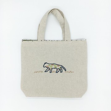 漫步貓刺繡托特包