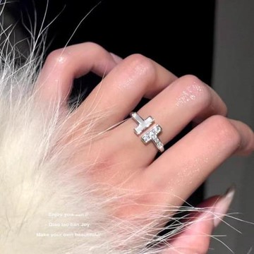 【喬老板Joy】雙T戒指可開口貝母銀色簡約可調節質感簡約輕奢高級