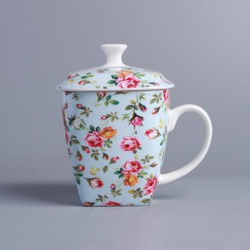 帶蓋骨瓷馬克杯大容量陶瓷茶杯咖啡杯早餐杯牛奶杯水杯家用杯子