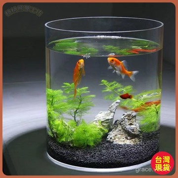 ✈️桃園出貨 全臺免運 ✈️ 特價高透大小號客廳造景圓形玻璃魚缸透明落地圓柱魚缸直筒烏龜缸 0AGH