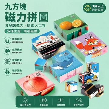 台灣現貨🚚磁力拼圖 九方塊磁力拼圖 磁鐵拼圖 立體拼圖 益智玩具 兒童拼圖 幼兒 3歲 磁力方塊 蒙特梭利 專注力 邏輯
