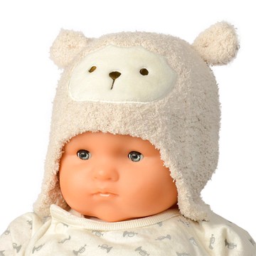 akachan honpo - 毛茸茸動物冬季針織帽-象牙白色