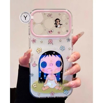 韓風花朵草地小玉插畫適用iPhone17promax蘋果16手機殼15新款14女