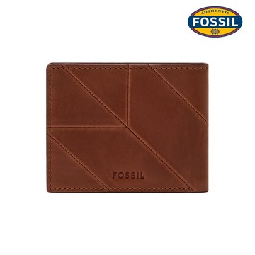 【FOSSIL 官方旗艦館】Derrick 真皮拼接多卡層質感短夾-咖啡色 ML4742194