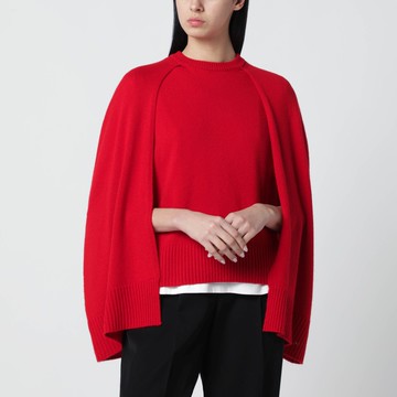 Red cashmere cape sweater