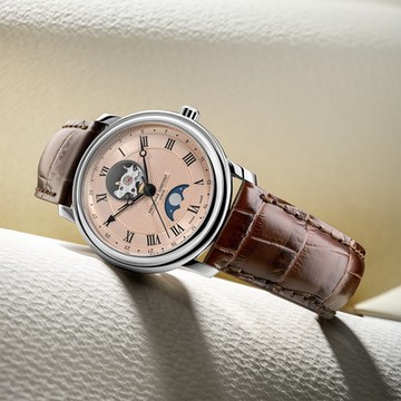 CONSTANT 康斯登 Classics Heartbeat 開芯月相機械錶 新年開運 送禮推薦-鮭魚粉 FC-335MCSALB4P26