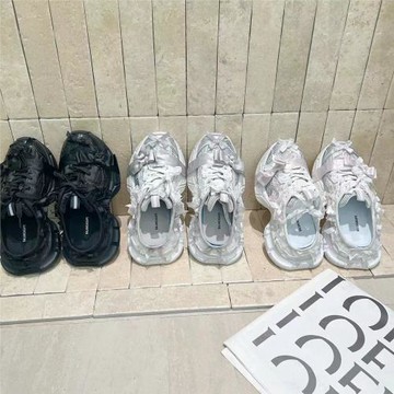 2025新款夏季巴黎3xl蕾絲蝴蝶結包頭半拖鞋女做舊擦色厚底老爹鞋